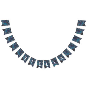 Space Party Galaxy Personalisiert Blue Wimpelkette
