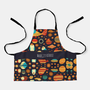 Space Pinguine Retro Muster Schürze