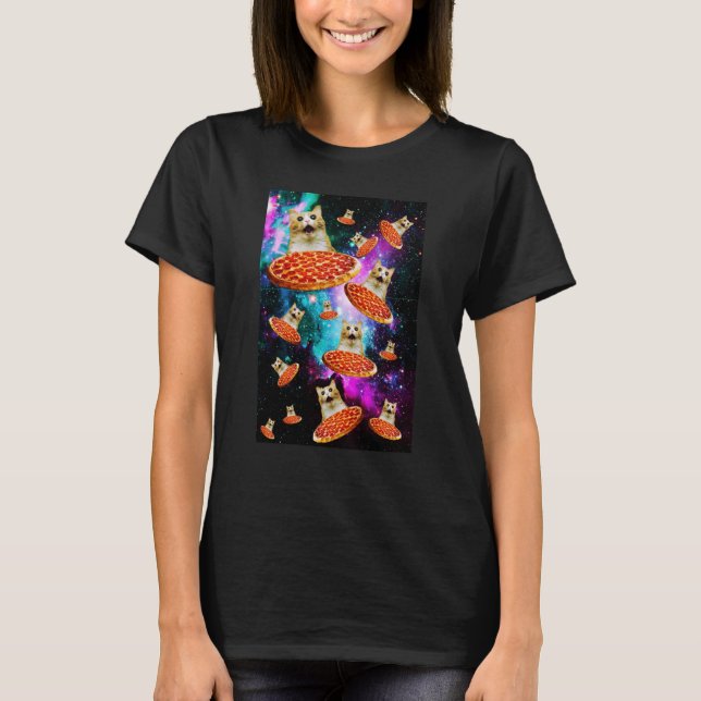 Space Pizza Cat Astronaut Kitten Sarcasm Food Gala T-Shirt (Vorderseite)