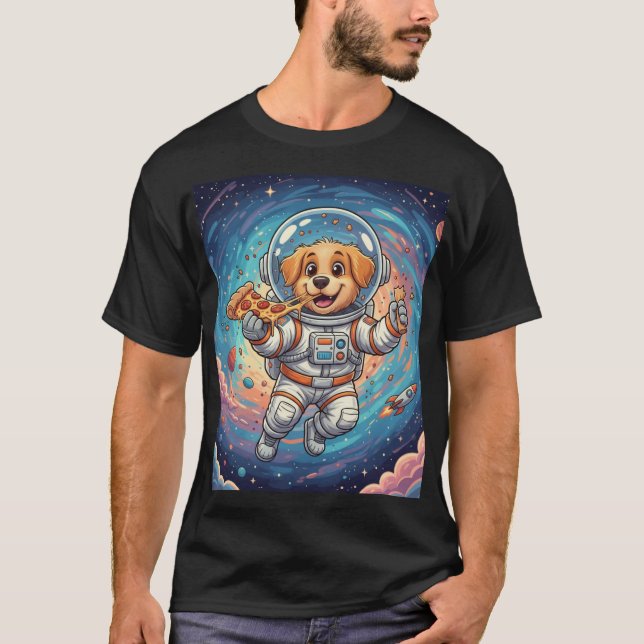 Space Pizza Pawty T - Shirt für Damen und Herren (Vorderseite)
