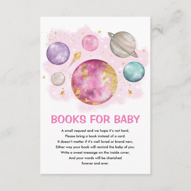 Space Planet Galaxy Moon Star Bücher für Baby Girl Begleitkarte (Vorderseite)