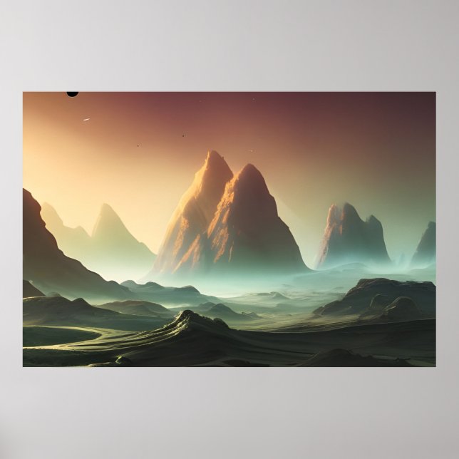 Space Planet Landscape Digital Art Poster #026 (Vorne)