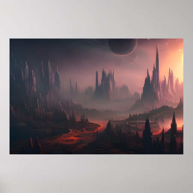 Space Planet Landscape Digital Art Poster #034 (Vorne)