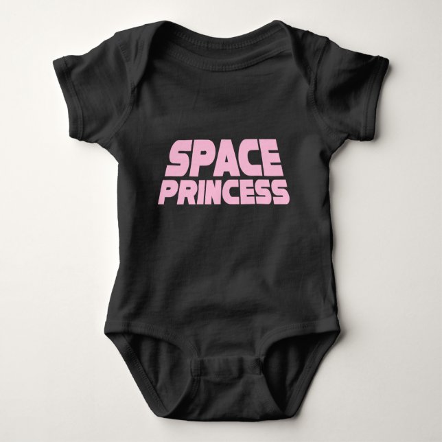 Space Princess - Baby Jersey Bodysuit (schwarz) Baby Strampler (Vorderseite)