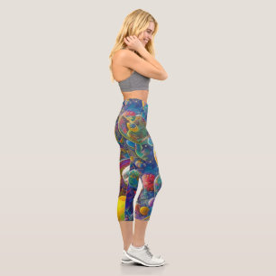 Space Race Hoch-Gürtelschnalle Capri Leggings