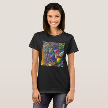 Space Race Women Black T - Shirt