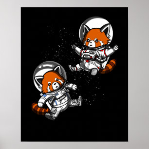 Space Red Panda Bären Astronauten Galaxy Tiere Poster