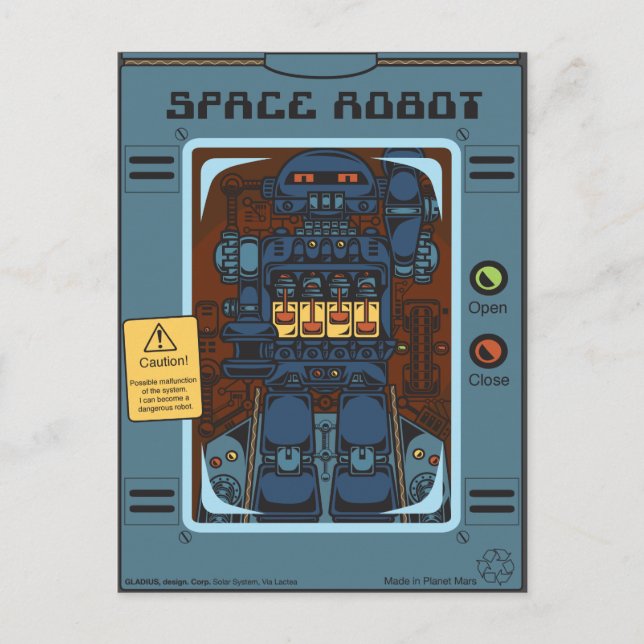 Space Robot Box Toy Postkarte (Vorderseite)