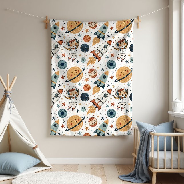 Space Rocket Blanket Planets & Stars for Baby Boy Fleecedecke (Space Rocket Blanket Planets & Stars for Baby Boy)