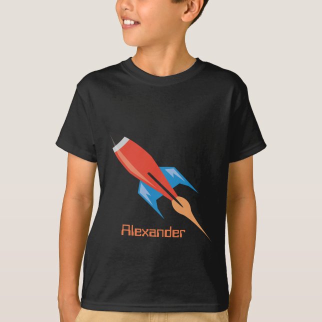 Space Rocket Boys Personal Individuelle Name T-Shirt (Vorderseite)