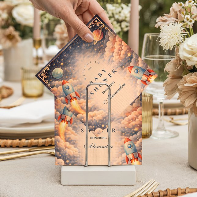 Space Rocket Clouds Baby Shower Serviette (Von Creator hochgeladen)