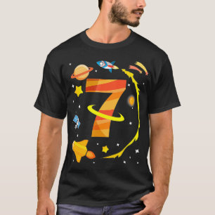 Space Rocket Flugzeug Stars 7 Jahre alt Geboren 20 T-Shirt