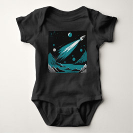 Space Rocket – Grey & Blue Baby Bodysuit Strampler