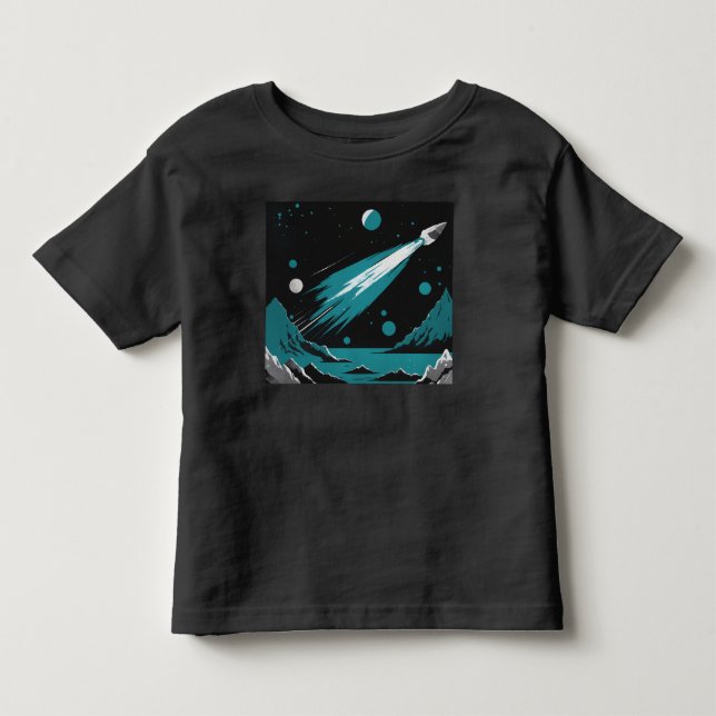 Space Rocket – Grey & Blue Toddler T-Shirt (Vorderseite)