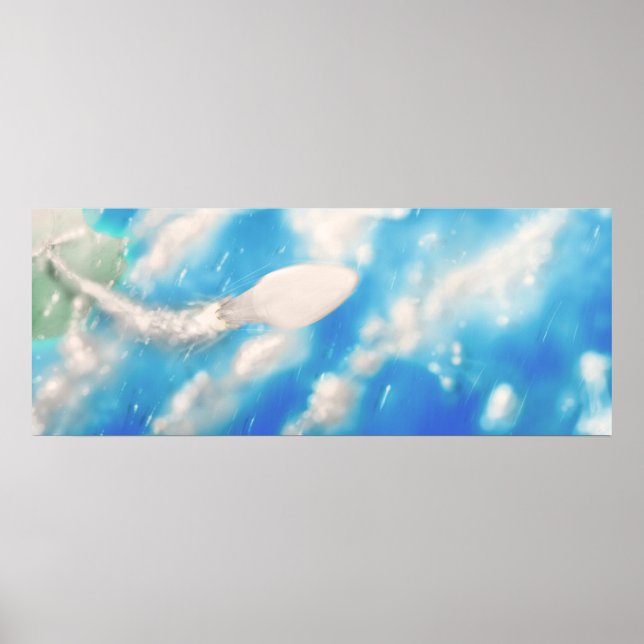 Space Rocket Hub aus dem Start. Poster (Vorne)