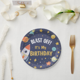 Space Rocket Kids Birthday Party Plates  Pappteller