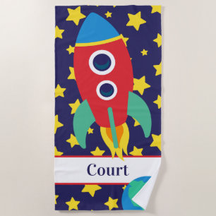 Space Rocket Personalisiert Beach Handtuch