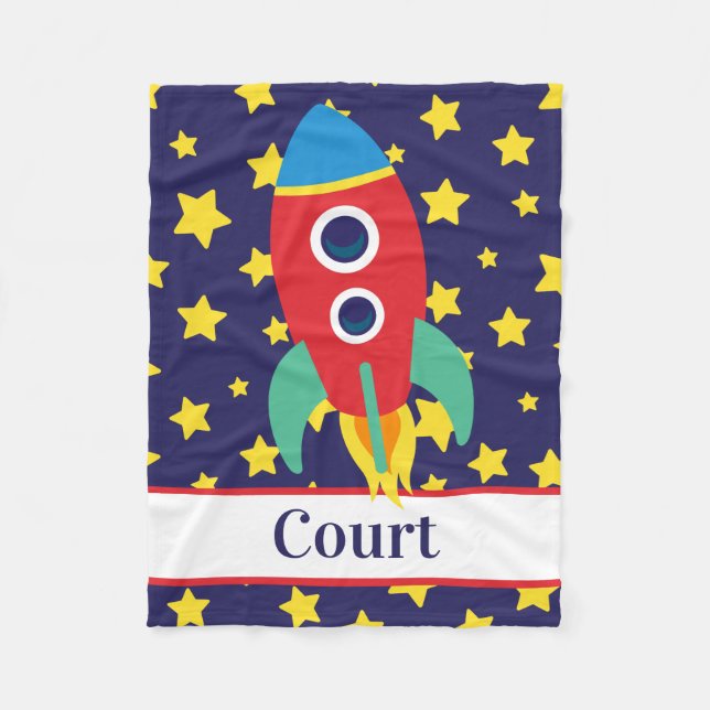 Space Rocket Personalisiert Fleece Blanket (Vorderseite)