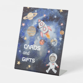 Space Rocket Planets Baby Duschkarten und Geschenk Sockelschild