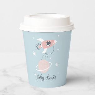 Space Rocket und Jupiter Baby Dusche Pappbecher