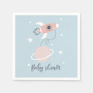 Space Rocket und Jupiter Baby Dusche Serviette