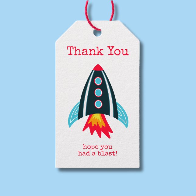 Space Rocket Vielen Dank zum Geburtstag Geschenkanhänger (Space themed rocket ship thank you gift/favor tags for boys birthday party.)