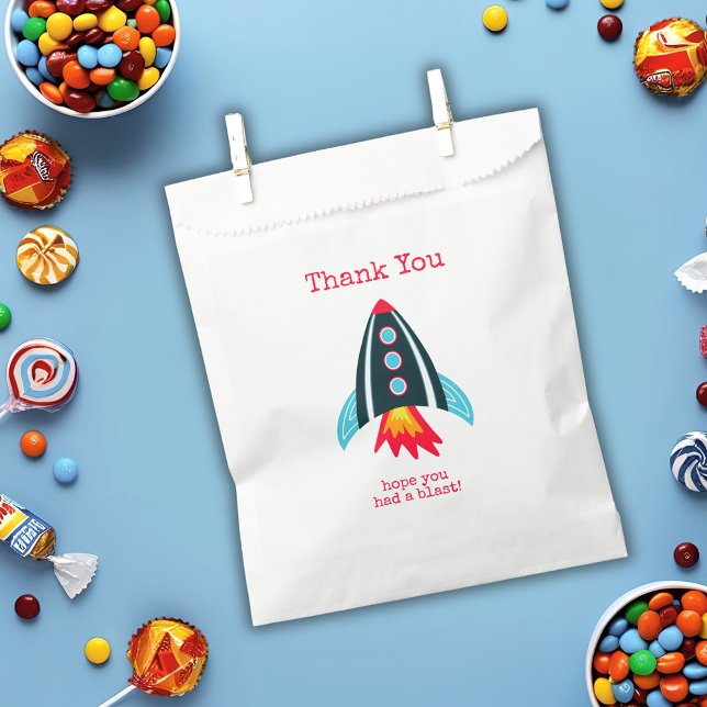Space Rocket Vielen Dank zum Geburtstag Geschenktütchen (Space themed rocket ship thank you favor bags for boys birthday party.)