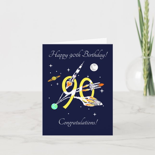 Space Rockets 90. - Geburtstagskarte Karte (Vorderseite)