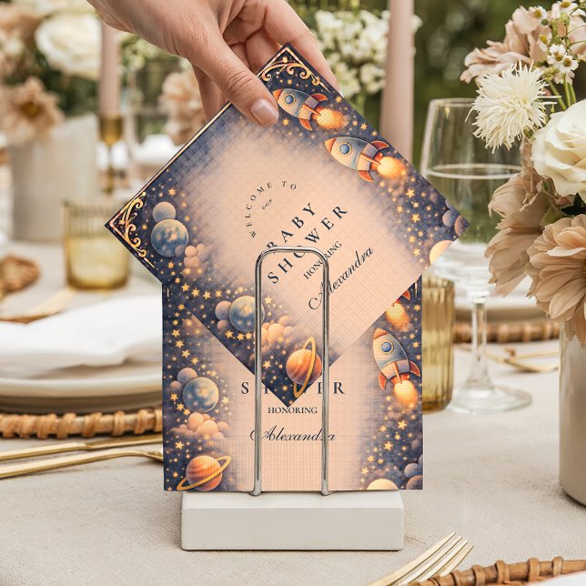 Space Rockets Stars Baby Shower Serviette (Von Creator hochgeladen)