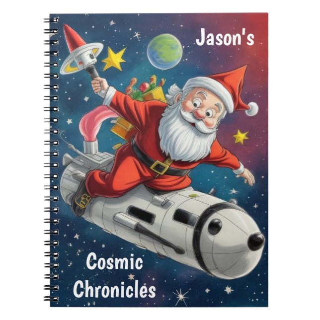Space Santa Claus Personalisiert Notizblock (Vorderseite)