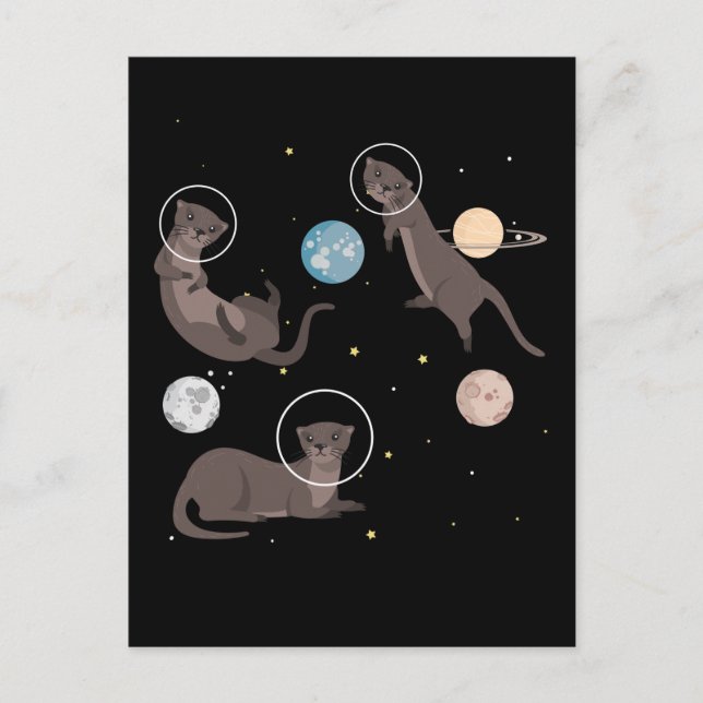 Space Sea Otters Funny Galaxy Otter Postkarte (Vorderseite)