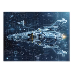 Space Ship Blueprint Sci-Fi Fotodruck