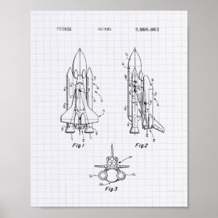 Space Shuttle 1975 Patentart - Lined Peper Poster