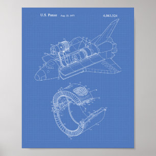 Space Shuttle 1977 Patentart - Blueprint Poster