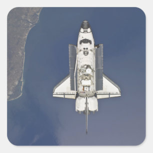Space Shuttle Atlantis 5 Quadratischer Aufkleber