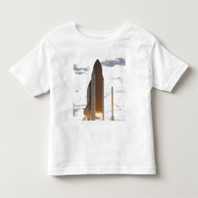 Space Shuttle Atlantis hebt 16 Kleinkind T-shirt (Vorderseite)