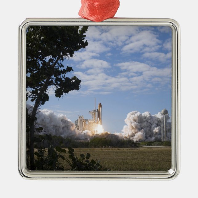 Space Shuttle Atlantis hebt 18 Silbernes Ornament (Vorne)