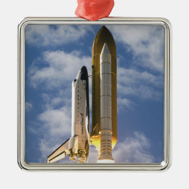 Space Shuttle Atlantis hebt 6 Silbernes Ornament (Vorne)