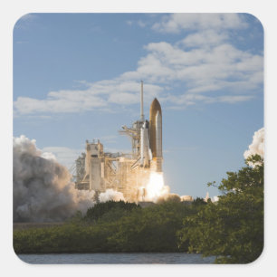 Space Shuttle Atlantis hebt 7 Quadratischer Aufkleber