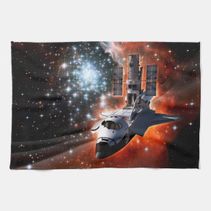 Space Shuttle Atlantis Hubble Telescope Artwork Geschirrtuch