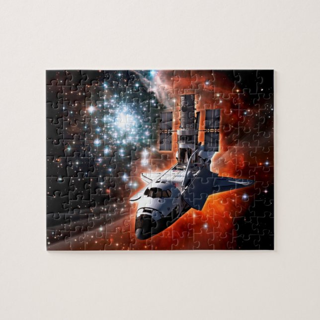 Space Shuttle Atlantis Hubble Telescope Artwork Puzzle (Horizontal)