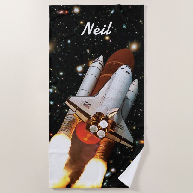 Space Shuttle Atlantis Launch STS-45 - Individuell Strandtuch (Vorderseite)
