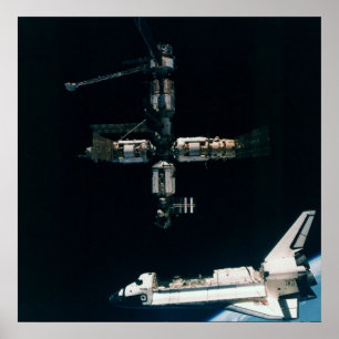 Space Shuttle Atlantis mit MIR Poster