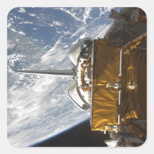 Space Shuttle Atlantis Nutzlastschacht rückgängig  Quadratischer Aufkleber