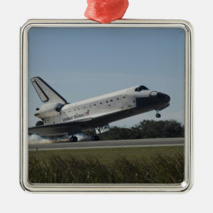 Space Shuttle Atlantis Touchs 2 Silbernes Ornament