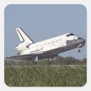 Space Shuttle Atlantis Touchs auf der Start-und La Quadratischer Aufkleber