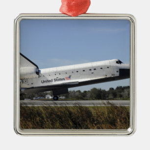 Space Shuttle Atlantis Touchs runter Silbernes Ornament