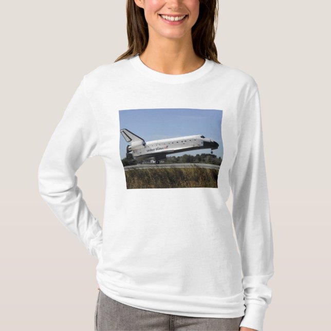 Space Shuttle Atlantis Touchs runter T-Shirt (Vorderseite)