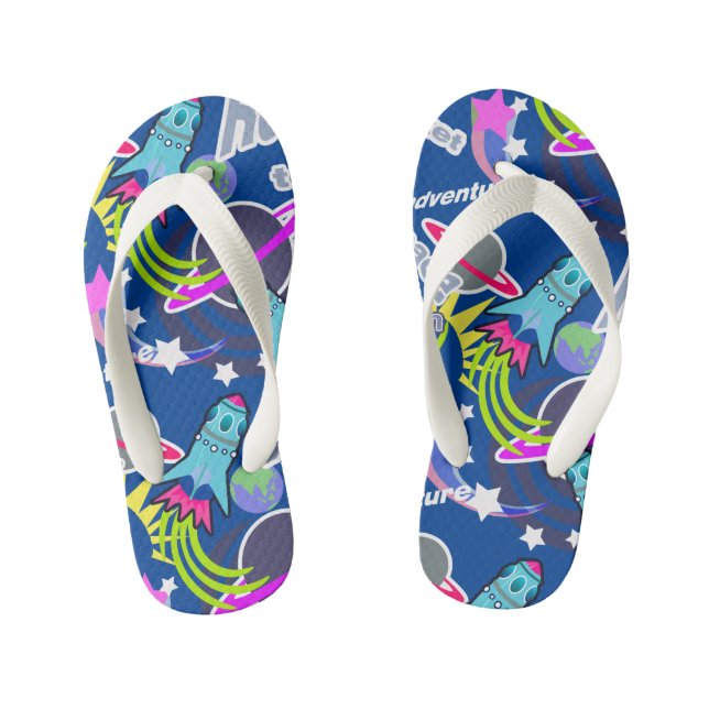 Space Shuttle Blue. Kid's Flip Flops (Fußbett)
