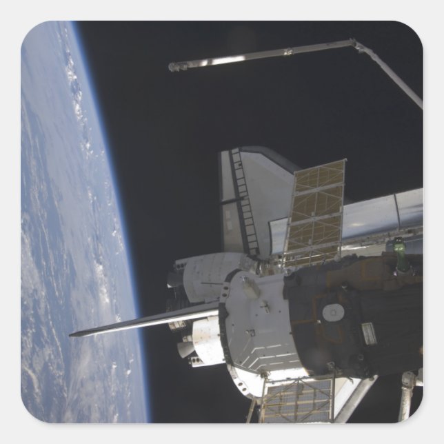 Space Shuttle Discovery 10 Quadratischer Aufkleber (Vorderseite)